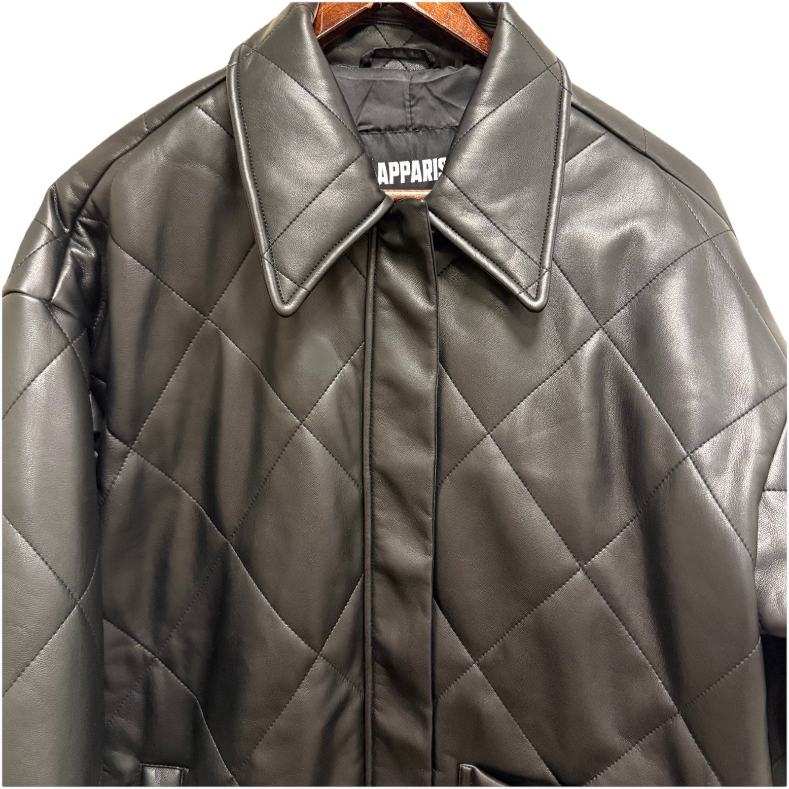 Apparis Stevie Vegan Leather Jacket Quilted Oversized Shacket S — image 7 of 8